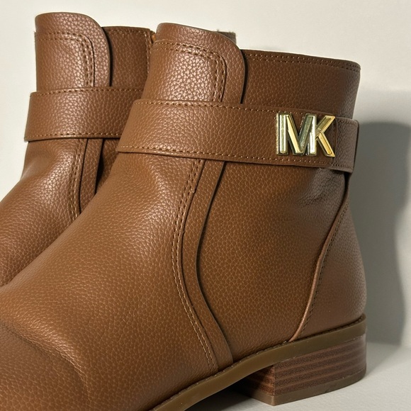 Michael Kors Jilly Faux Pebbled Leather Ankle Boot Brown Size 9 - Picture 4 of 7